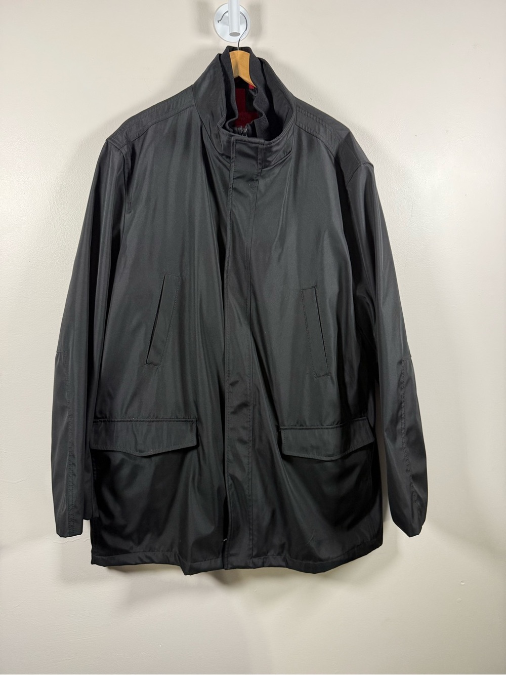 Alfani Black Men's Raincoat with Stand Collaro